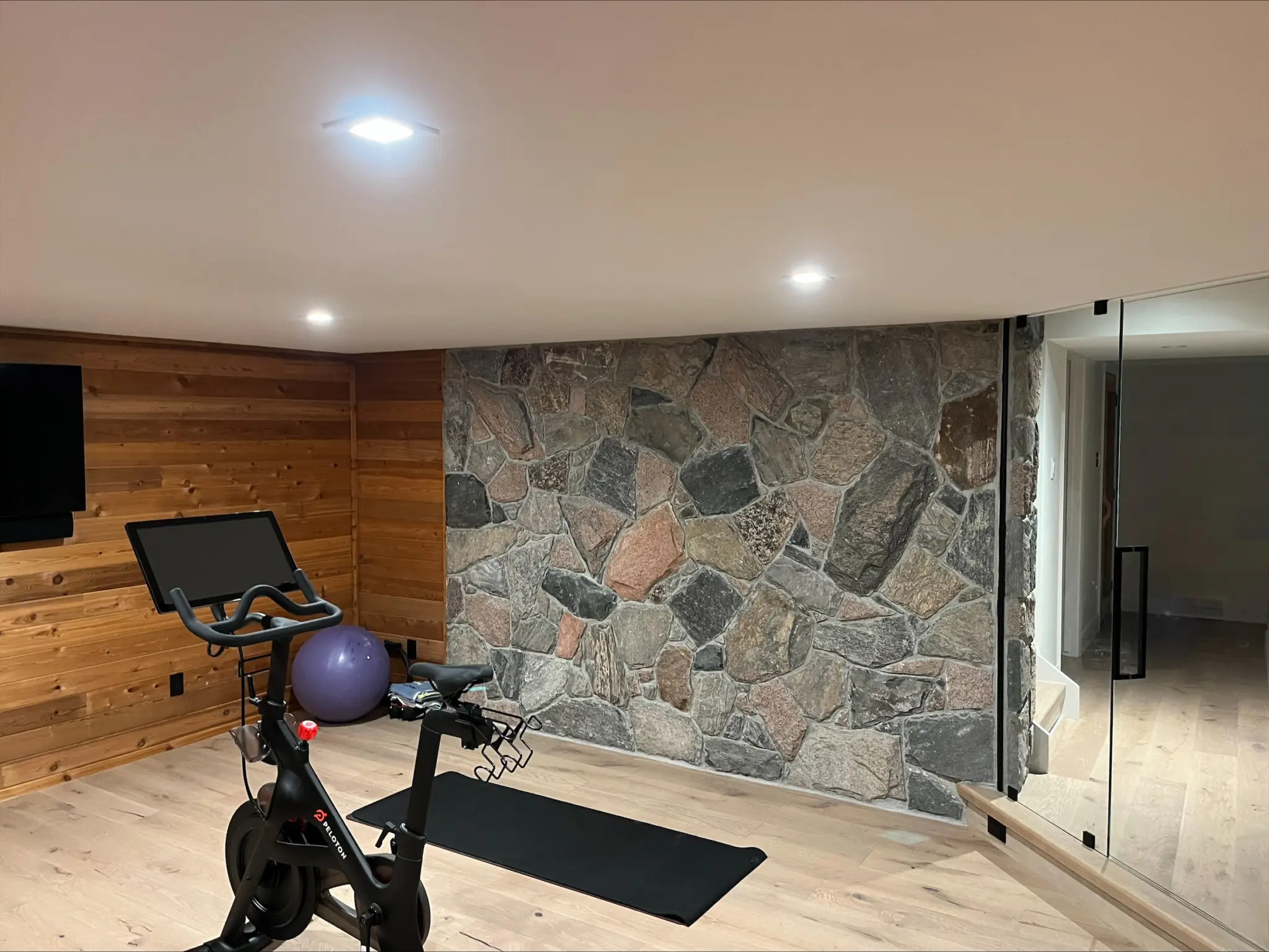 Grand Rapids Real Stone Veneer Exercise Room