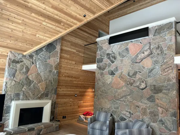 Grand Rapids Real Stone Veneer Living Room