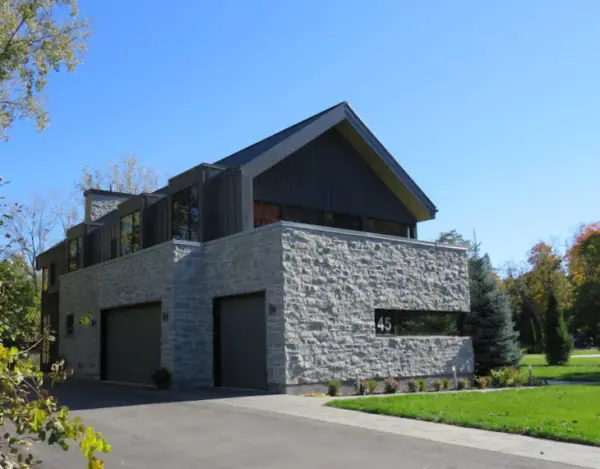 Larchmont Natural Thin Stone Veneer Modern Garage