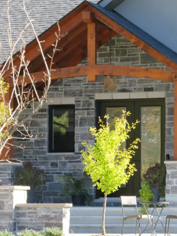 Pembroke Natural Thin Stone Veneer Front Entrance