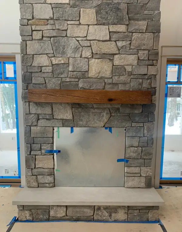 Stillwater Natural Stone Veneer Fireplace Installation