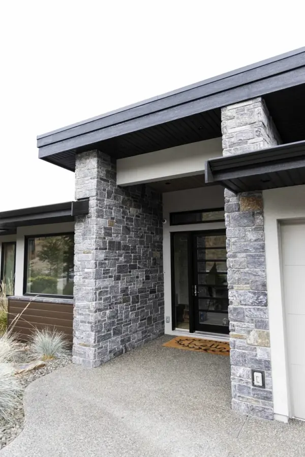 Stonington Natural Thin Stone Veneer Modern Front Entrance