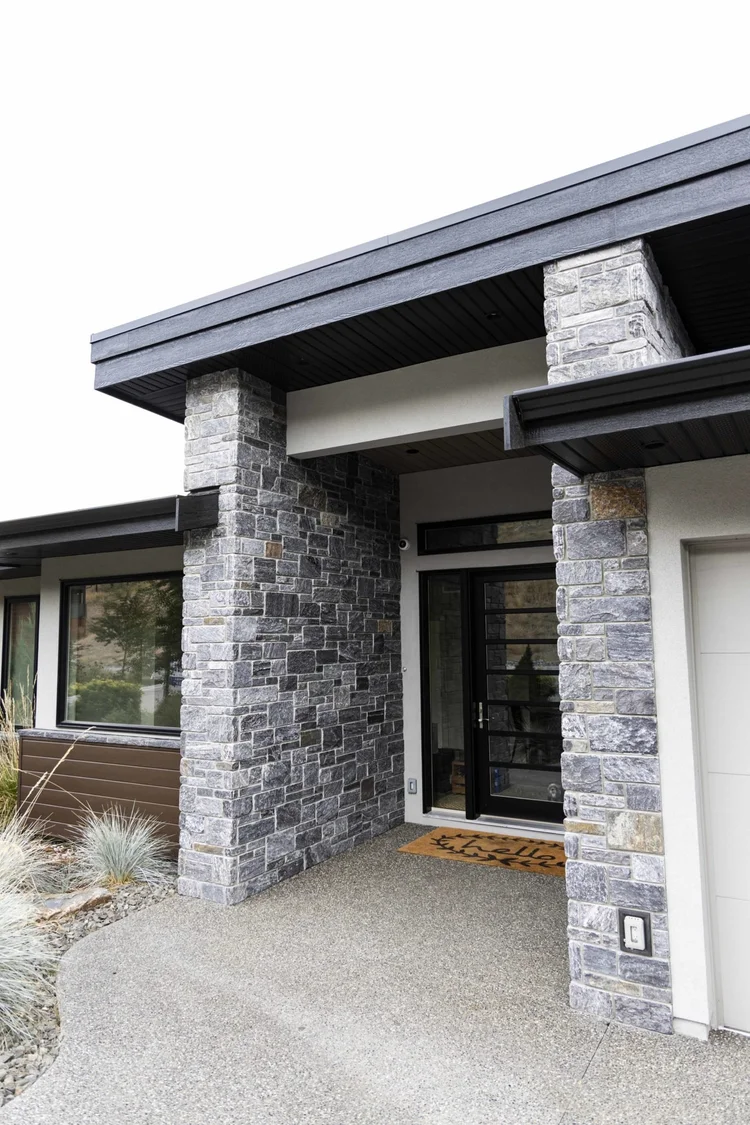 Stonington Natural Thin Stone Veneer Modern Front Entrance