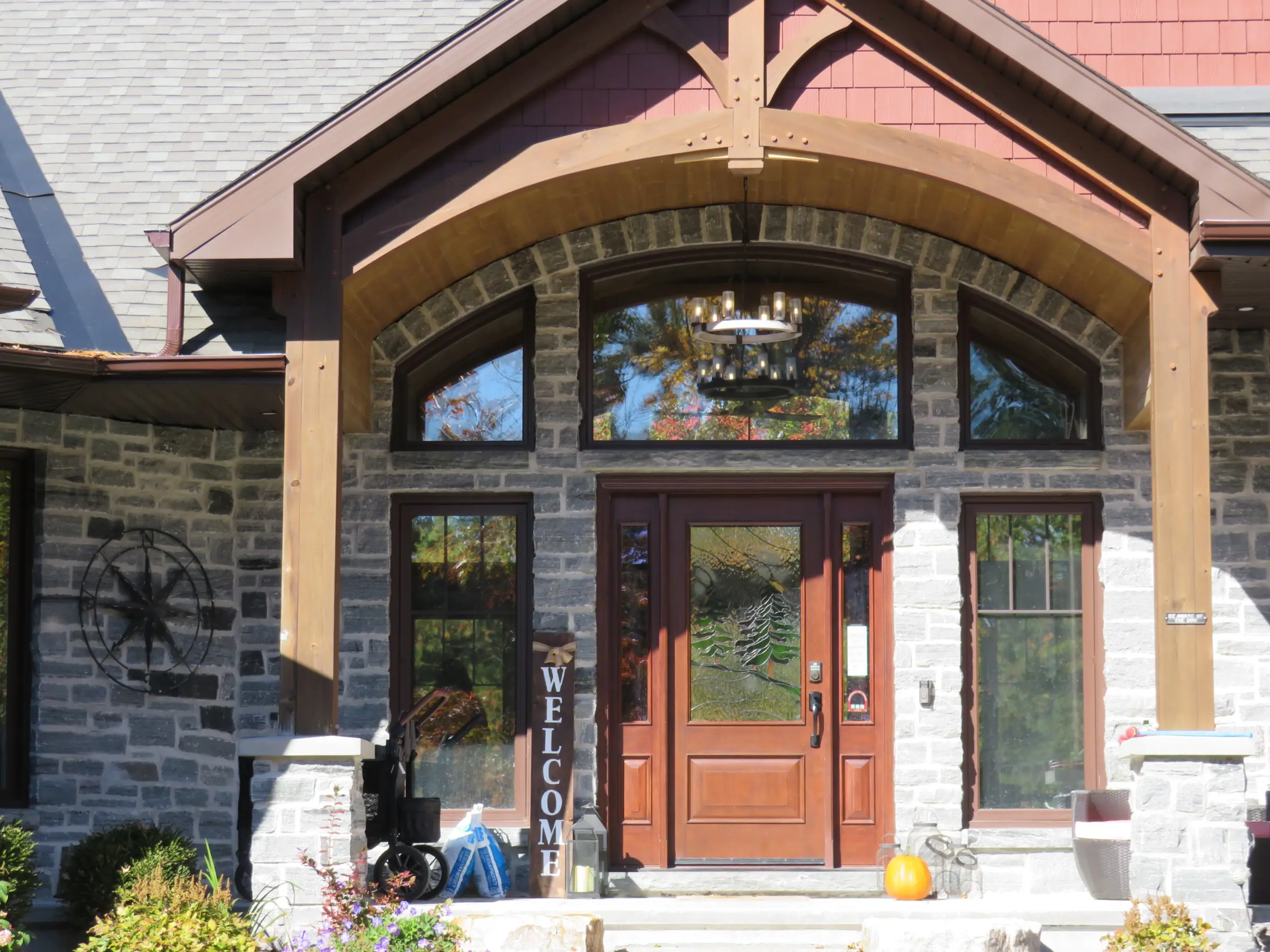 Timmins Natural Stone Veneer with Irregular Pieces Front Entrance