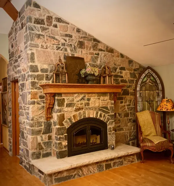 Ashbridge Real Thin Stone Veneer Custom Castle Rock Fireplace