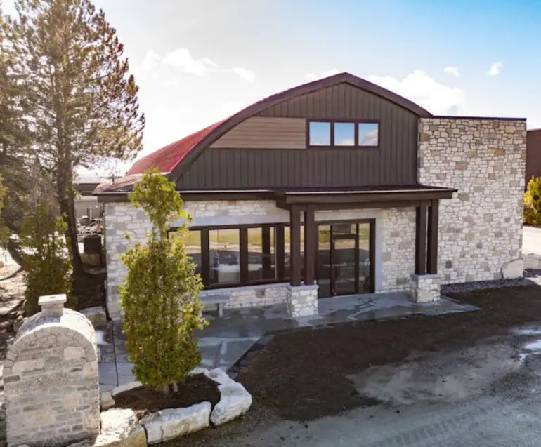 Door County Fieldstone Custom Blend Natural Stone Veneer Commercial Front Entrance