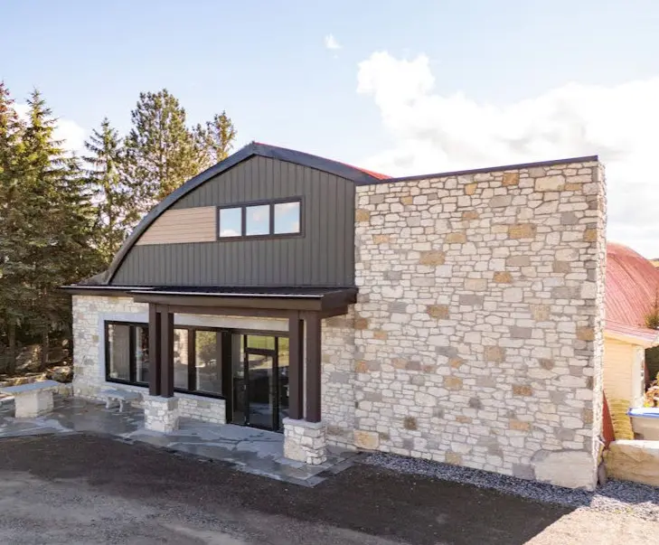 Door County Fieldstone Custom Blend Real Stone Veneer Commercial Front Entrance