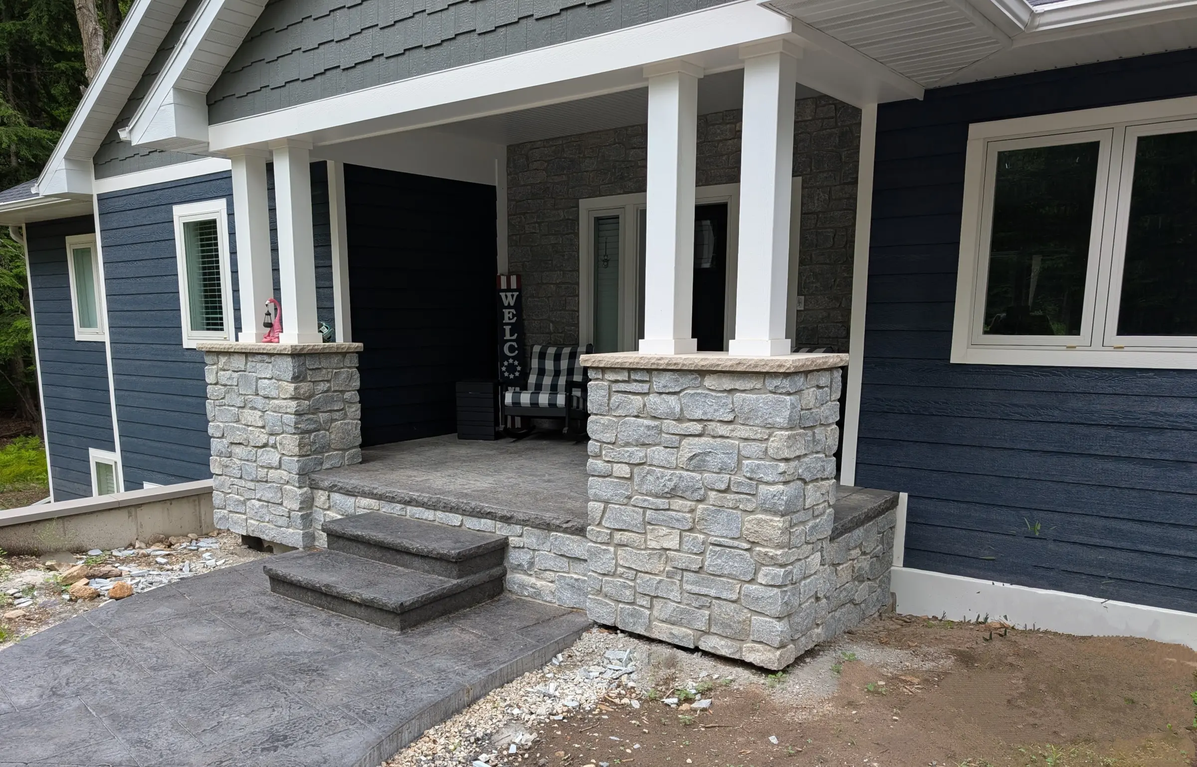 Duluth Natural Thin Stone Veneer Front Entrance