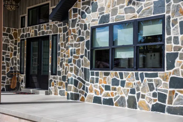 Newport Natural Thin Stone Veneer Exterior Siding Close Up