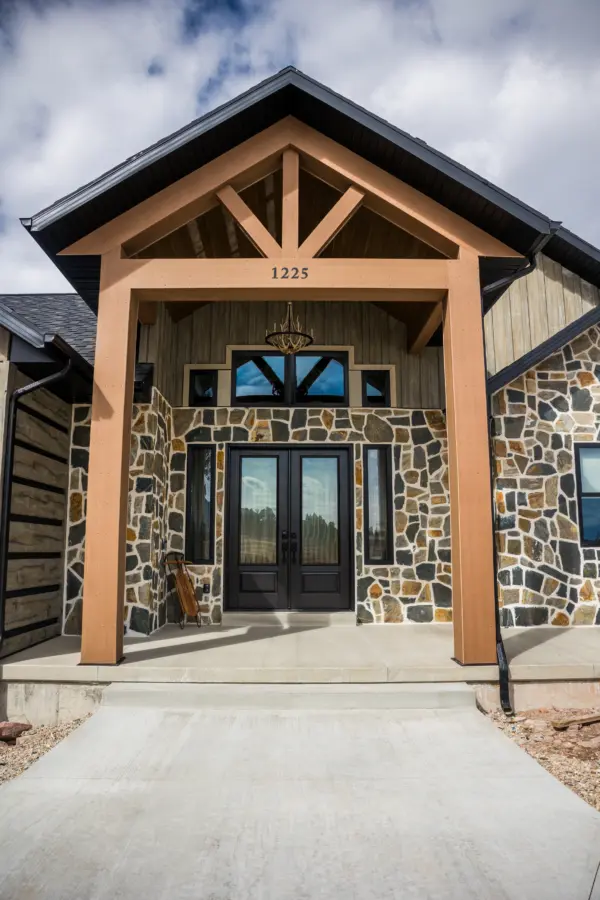 Newport Real Thin Stone Veneer Front Entrance