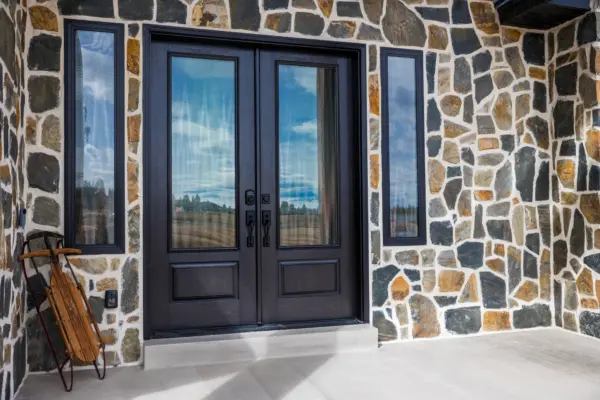 Newport Real Thin Stone Veneer Front Entrance Close Up