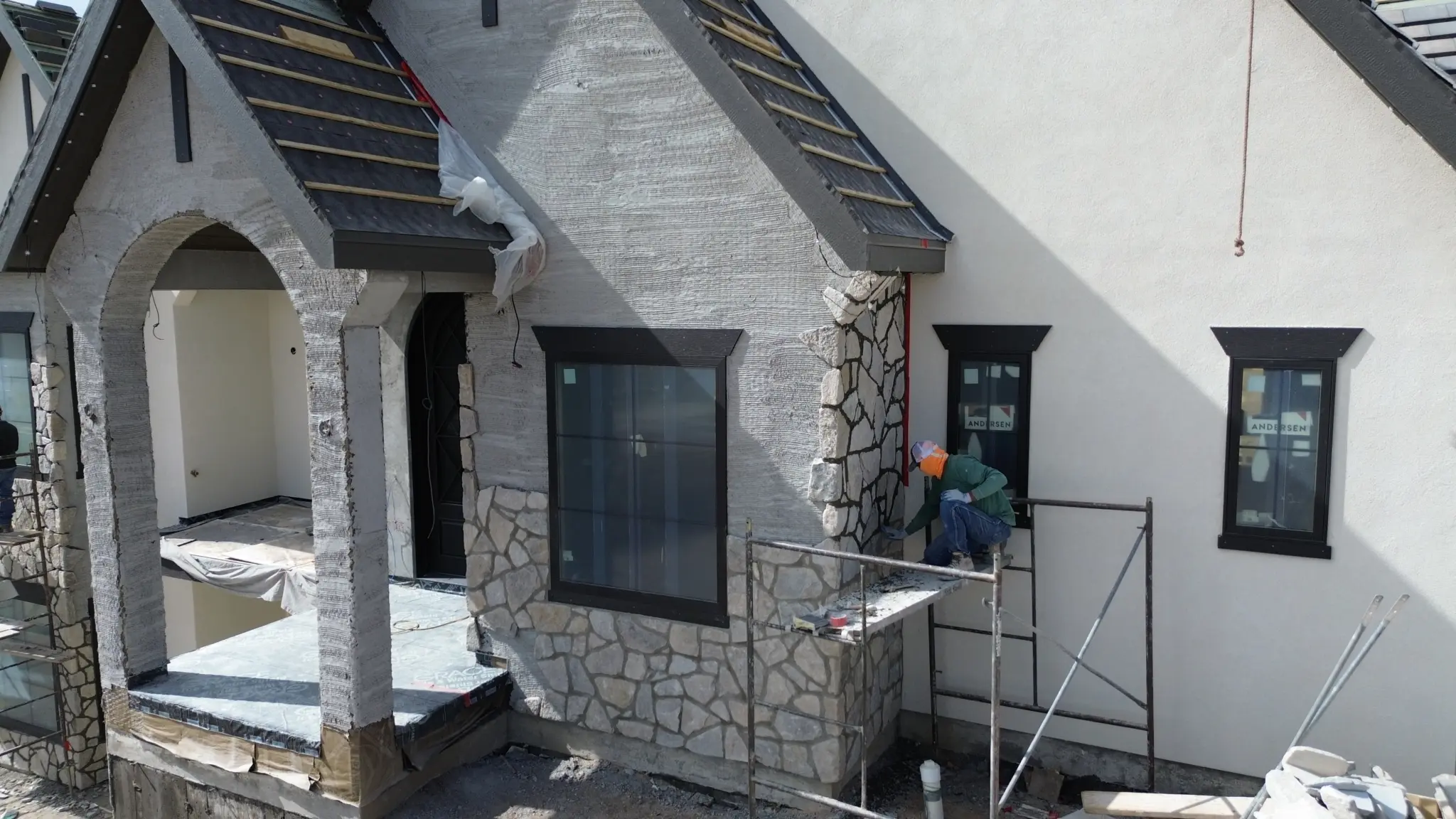 Trier Natural Thin Stone Veneer Exterior Installation