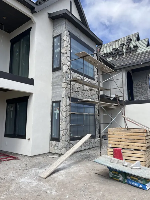 Trier Real Thin Stone Veneer Installation in Progress