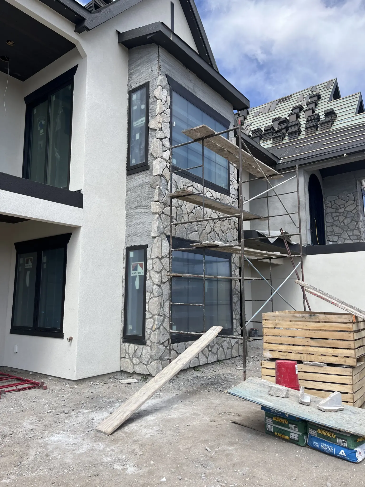 Trier Real Thin Stone Veneer Installation in Progress