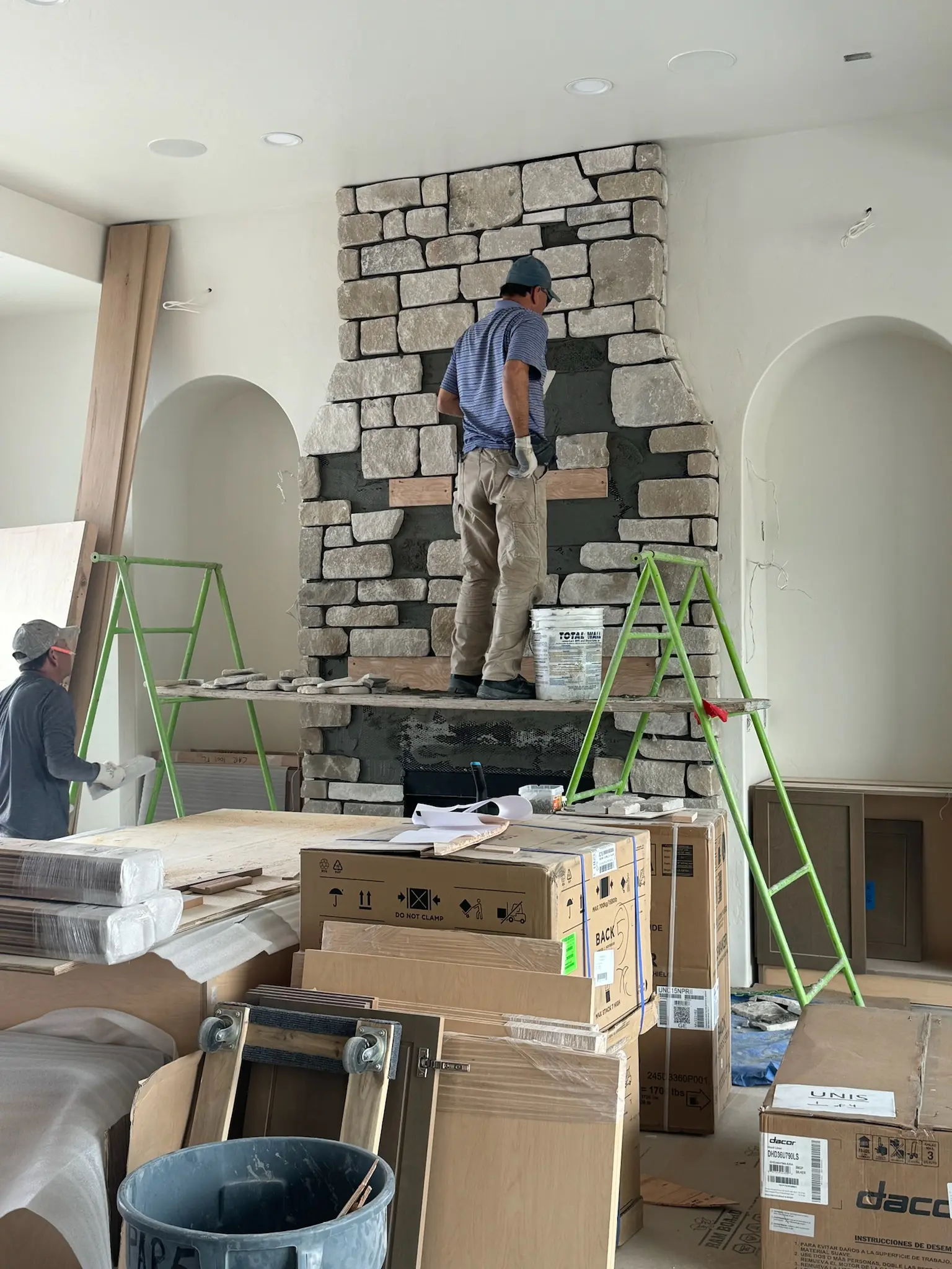 Winter Ash Natural Stone Veneer Fireplace Installation