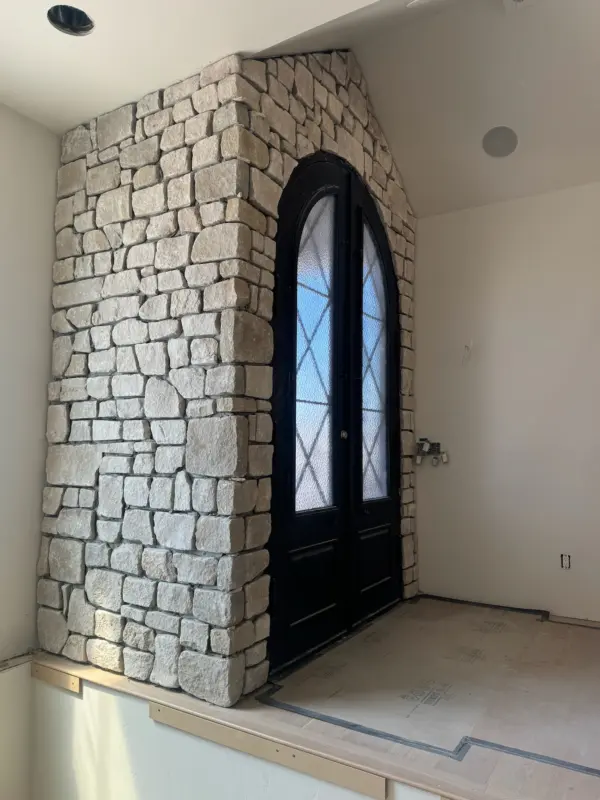 Winter Ash Natural Stone Veneer Front Entrance Install