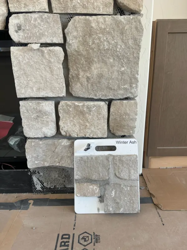 Winter Ash Natural Thin Stone Veneer Fireplace Sample