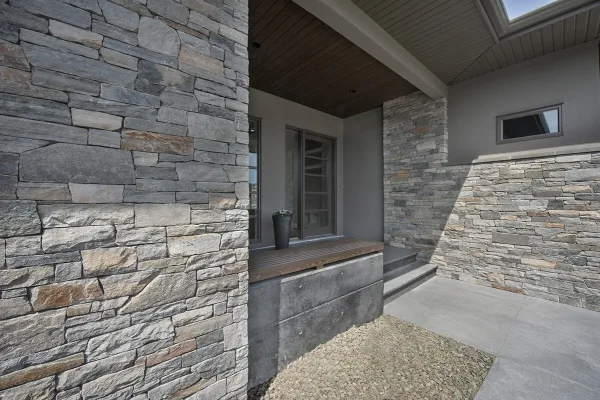 Cohasset Real Thin Stone Veneer Drystack Front Entrance Close Up