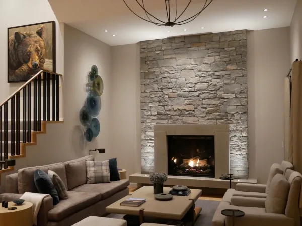 Cohasset Real Thin Stone Veneer Living Room Fireplace