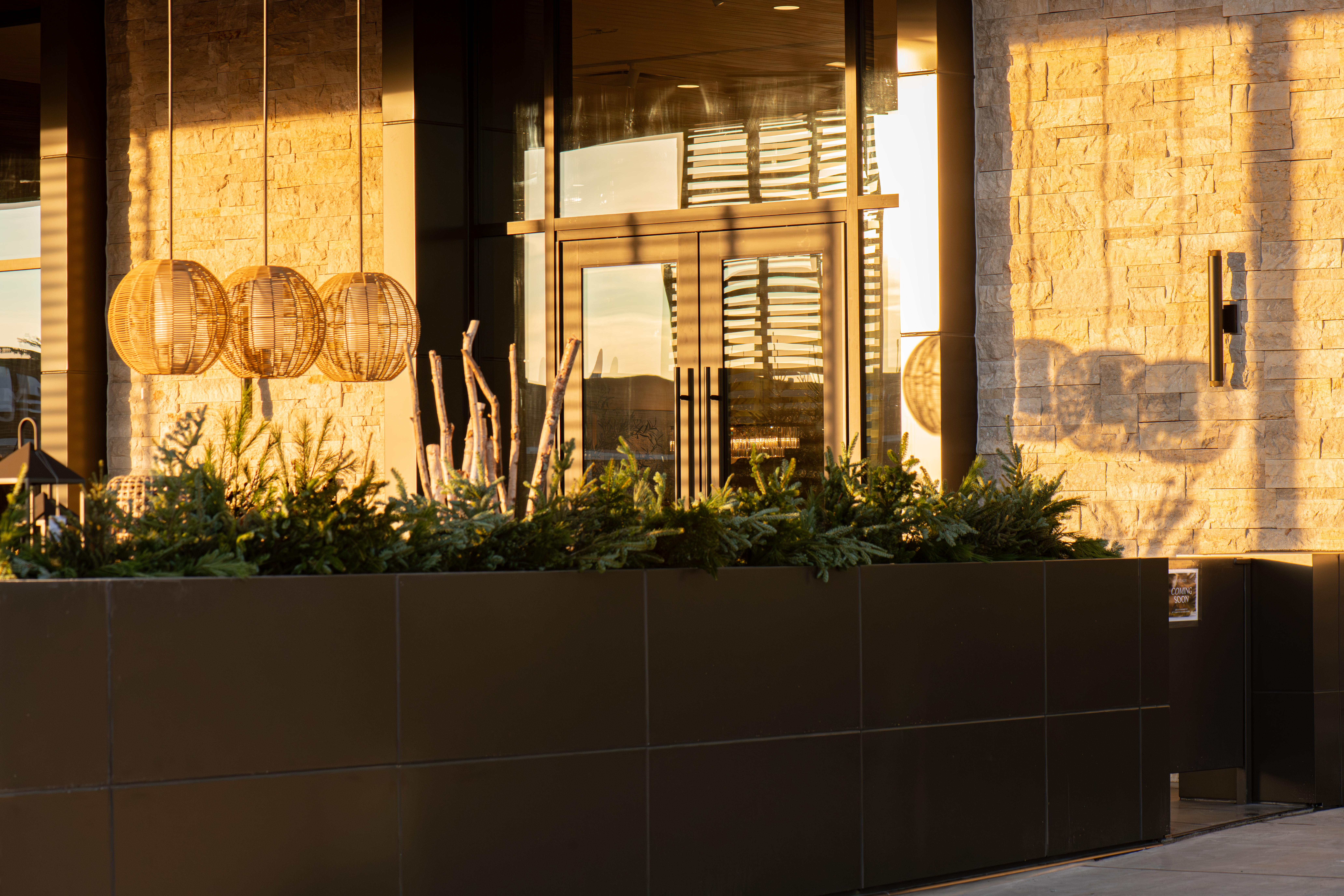 Commercial Front Entrance with Nob Hill Natural Thin Stone Veneer