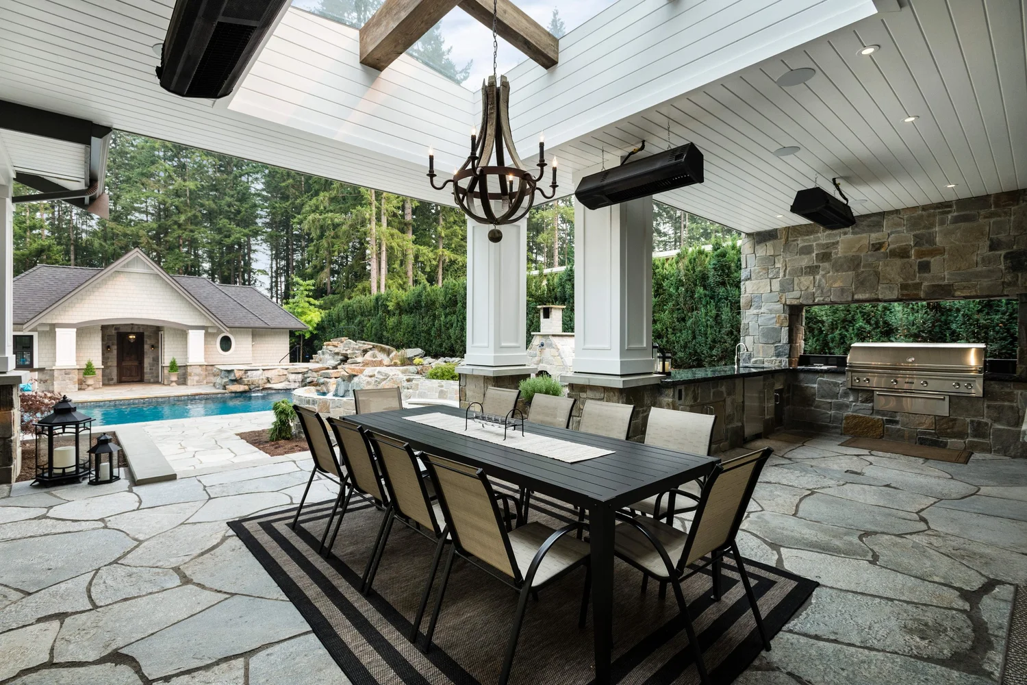 Falmouth Real Thin Stone Veneer Covered Patio