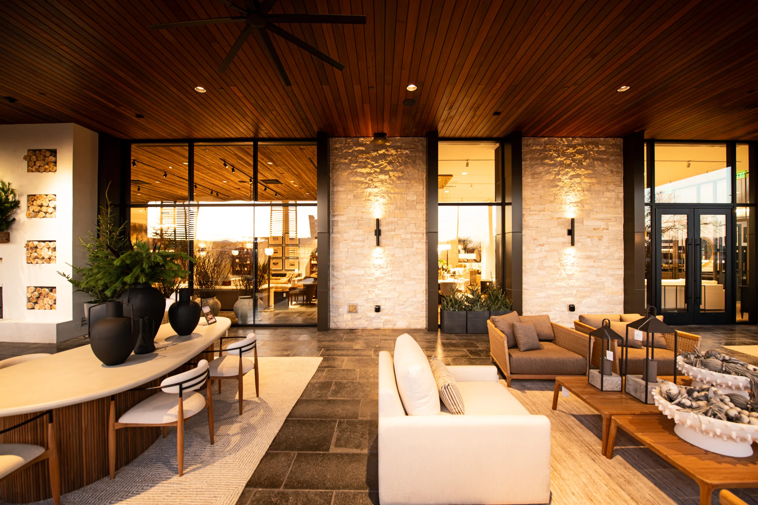 High End Commercial Store with Nob Hill Real Thin Stone Veneer