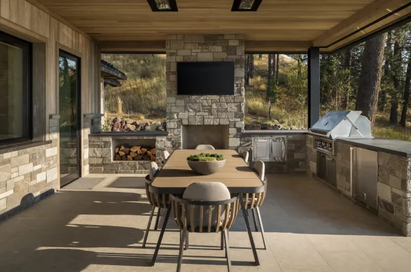 Hinsdale Natural Thin Stone Veneer Outdoor Living Covered Patio