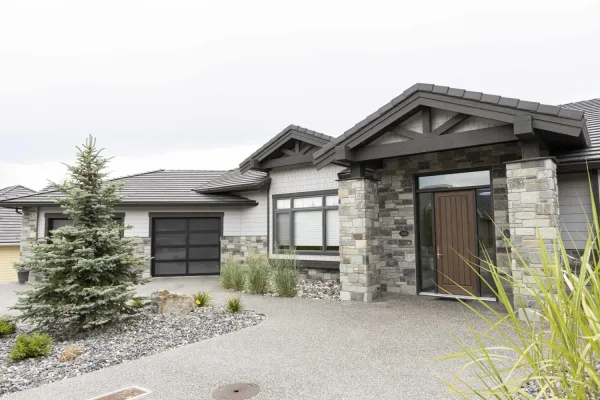 Hinsdale Real Thin Stone Veneer Front Entrance and Wainscoting