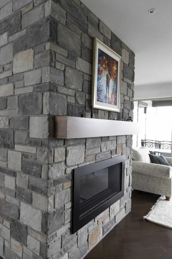 Hinsdale Real Thin Stone Veneer Interior Fireplace