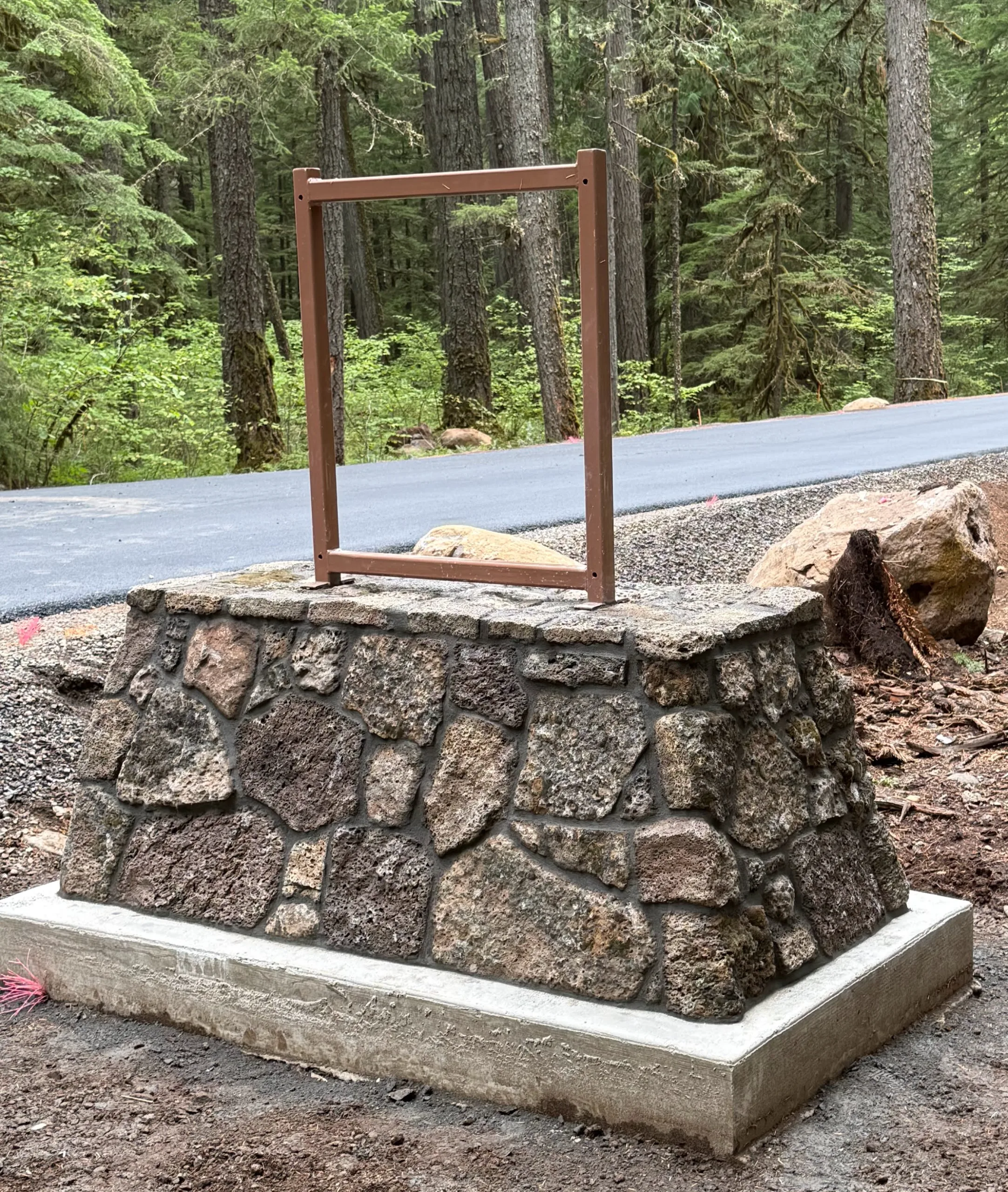 Lava Rock Natural Thin Stone Veneer Sign Installation