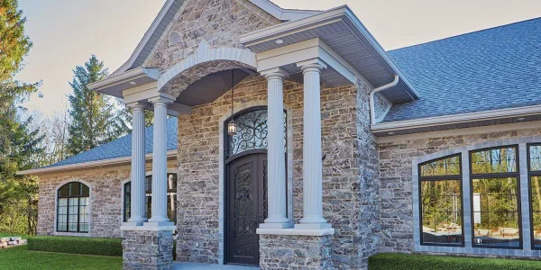 Moonlight Real Thin Stone Veneer Exterior Front Entrance