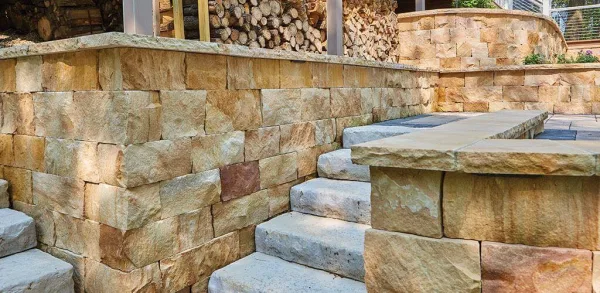Sunset Natural Stone Veneer Drystack Wall Close Up