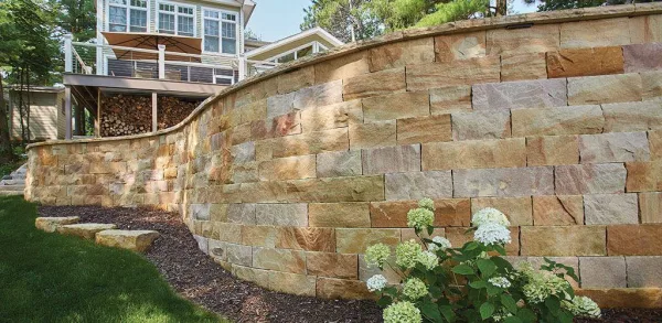 Sunset Real Stone Veneer Drystack Terraced Landscape Wall