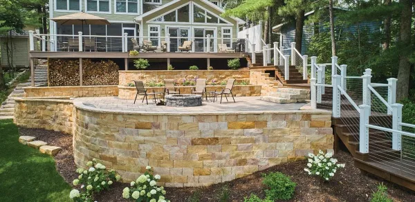 Sunset Real Thin Stone Veneer Terraced Landscape Wall