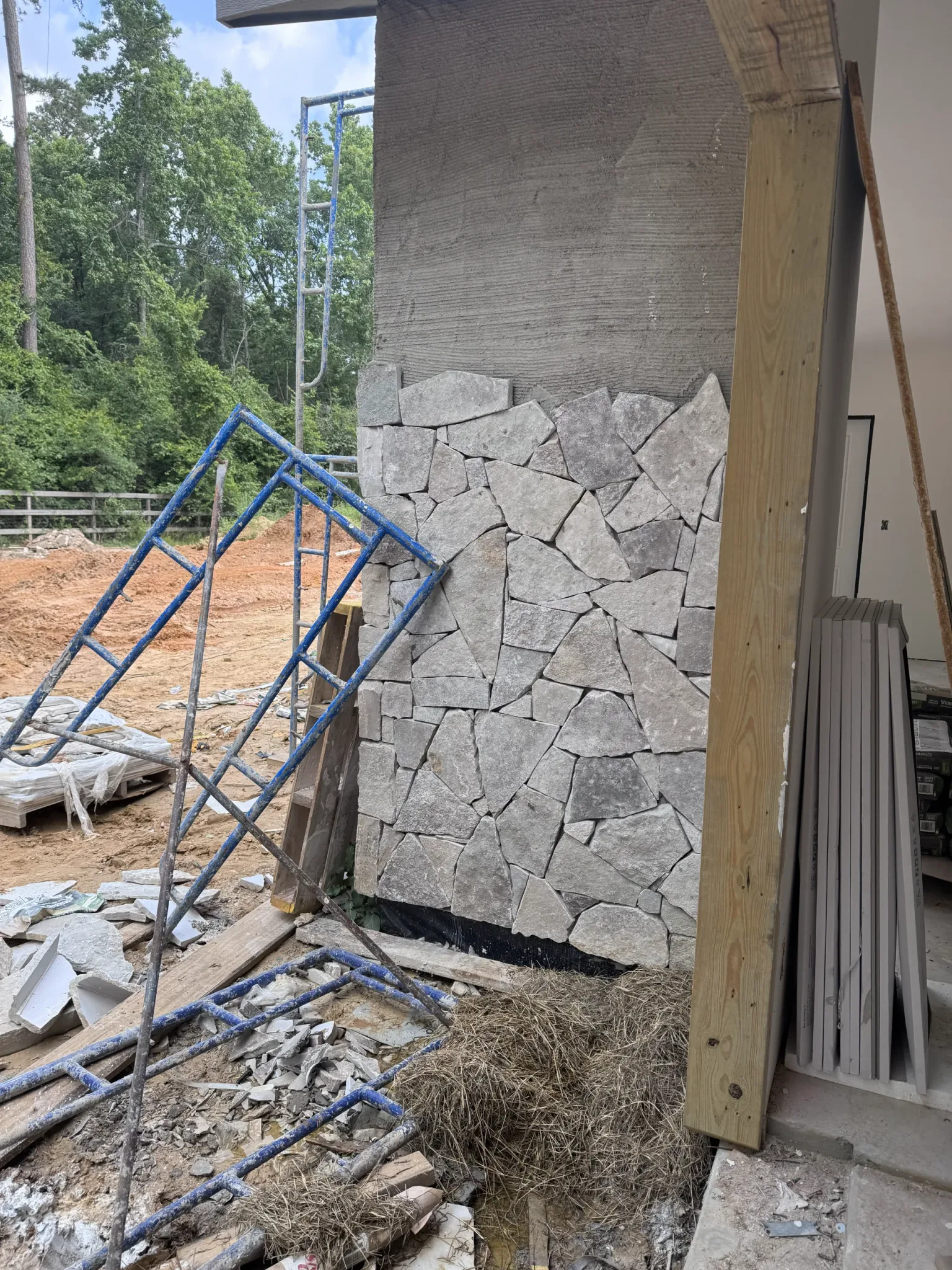 Lewes Natural Thin Stone Veneer Installation in Progress