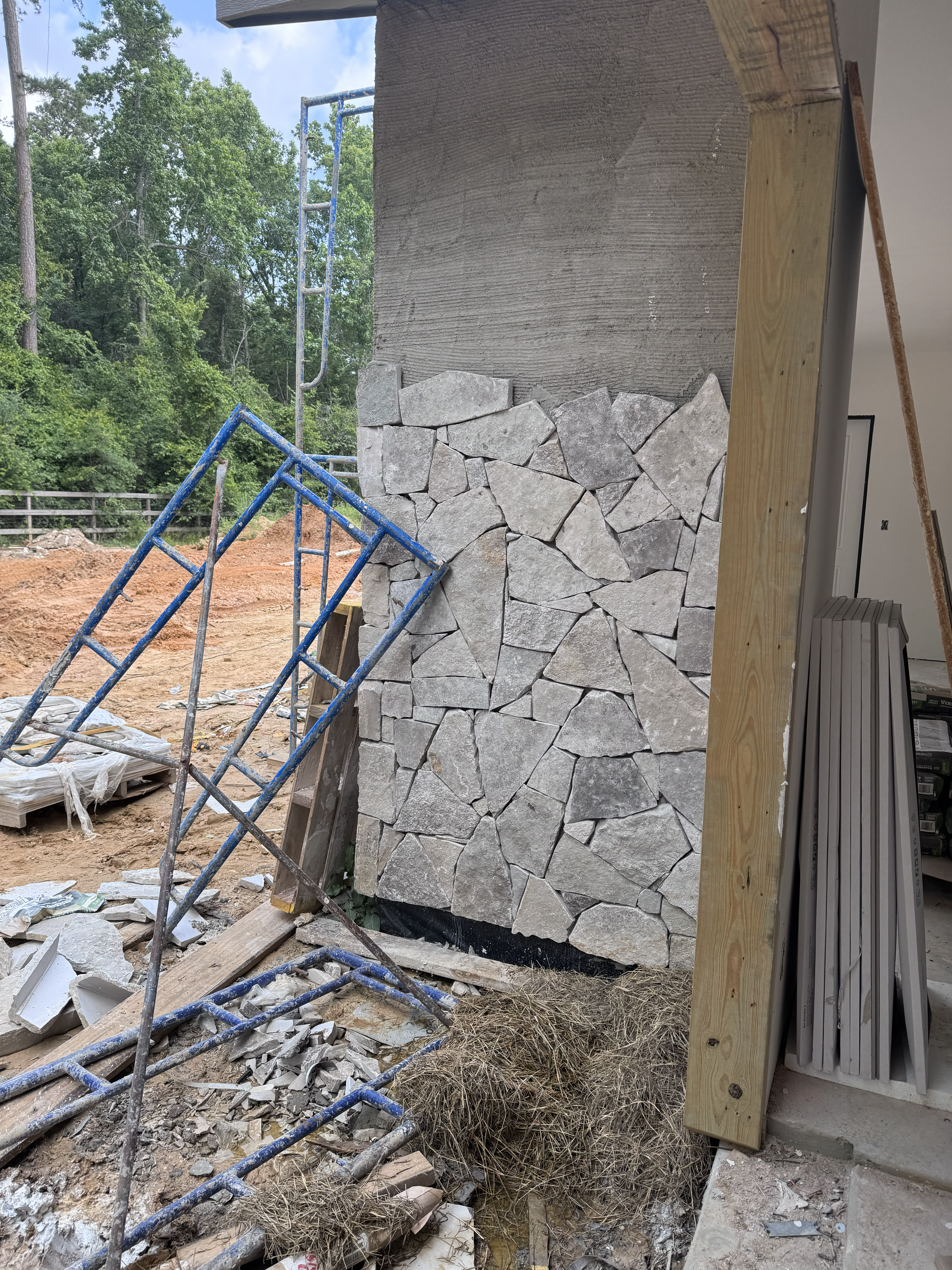 Lewes Natural Thin Stone Veneer Installation in Progress