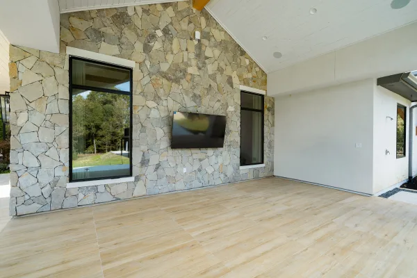 Lewes Real Thin Stone Veneer Covered Patio
