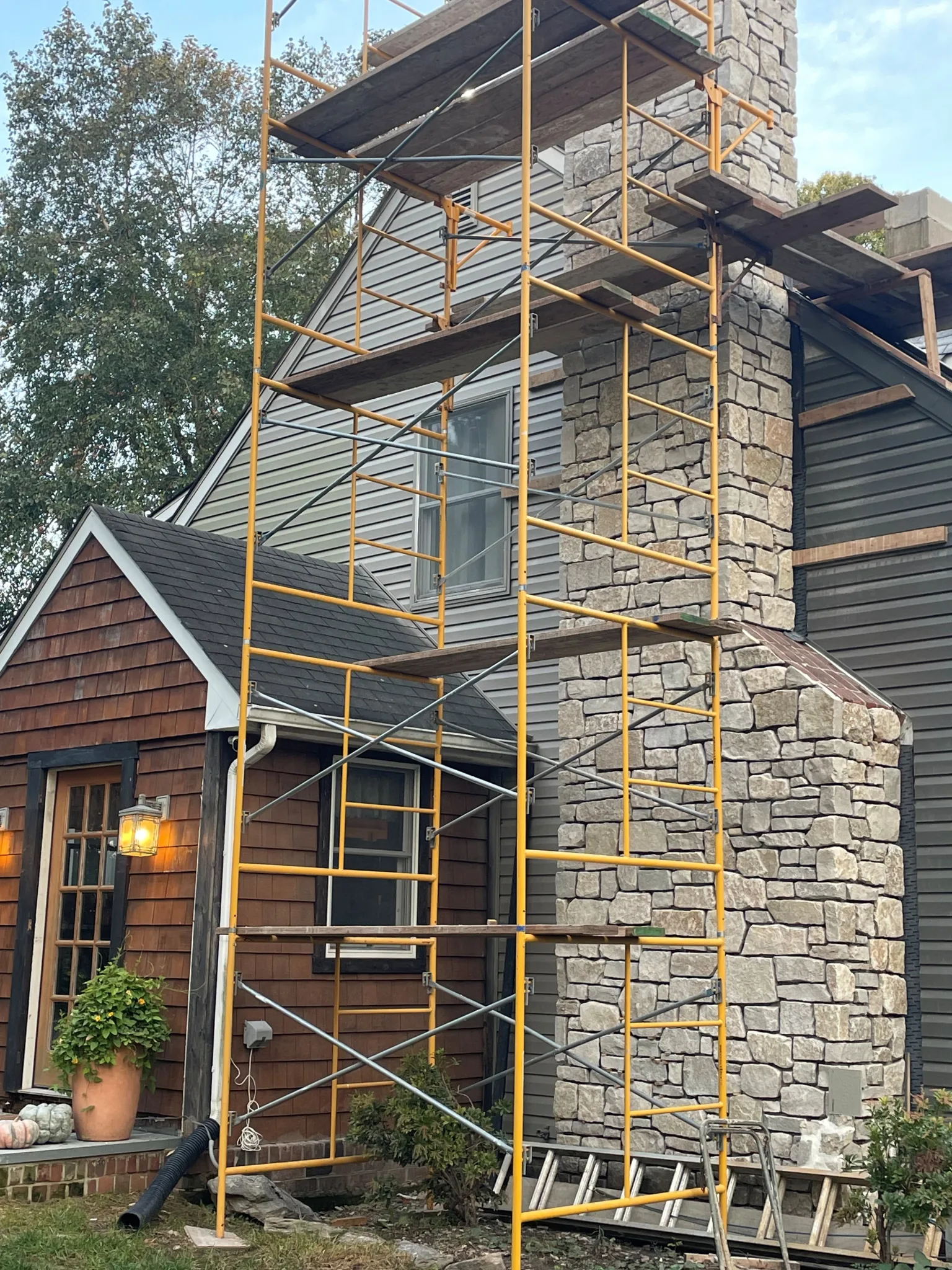Lisbon Natural Stone Veneer Chimney Renovation Installation