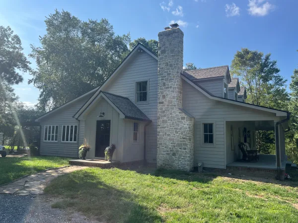 Lisbon Natural Stone Veneer Exterior Chimney