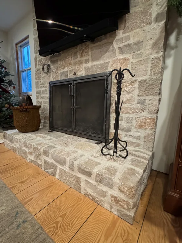 Lisbon Natural Stone Veneer Fireplace Close Up