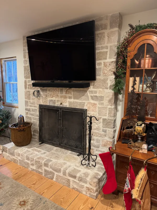 Lisbon Natural Stone Veneer Fireplace Install