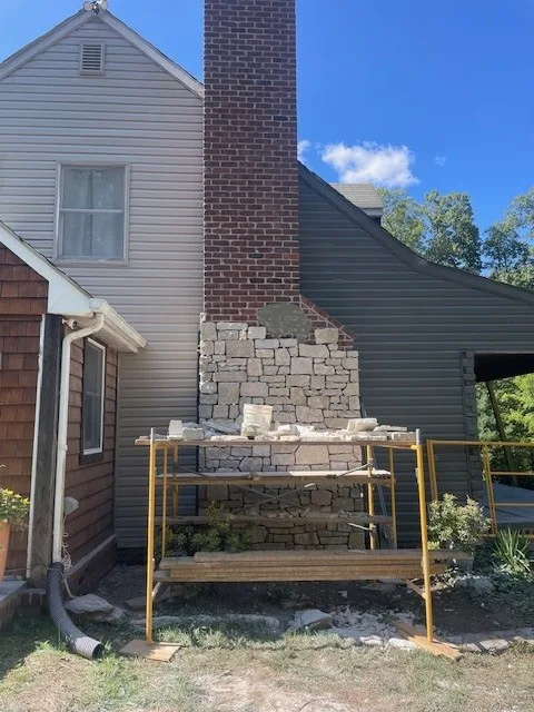 Lisbon Natural Thin Stone Veneer Brick Chimney Renovation Install