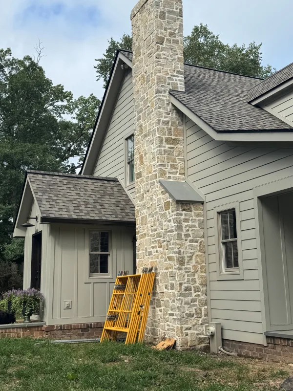 Lisbon Real Thin Stone Veneer Exterior Chimney Renovation