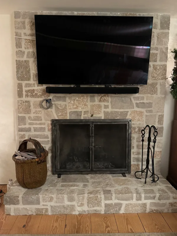 Lisbon Real Thin Stone Veneer Fireplace Installation