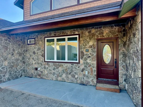 Moss Rock Real Thin Stone Veneer Front Entrance Installation