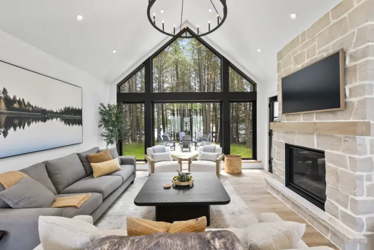 Mont Blanc Natural Stone Veneer White Mortar Interior Fireplace
