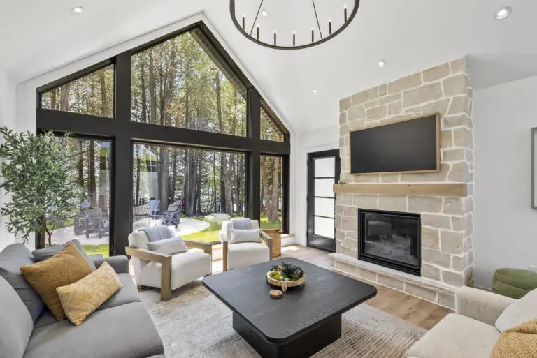 Mont Blanc Real Stone Veneer White Mortar Interior Fireplace