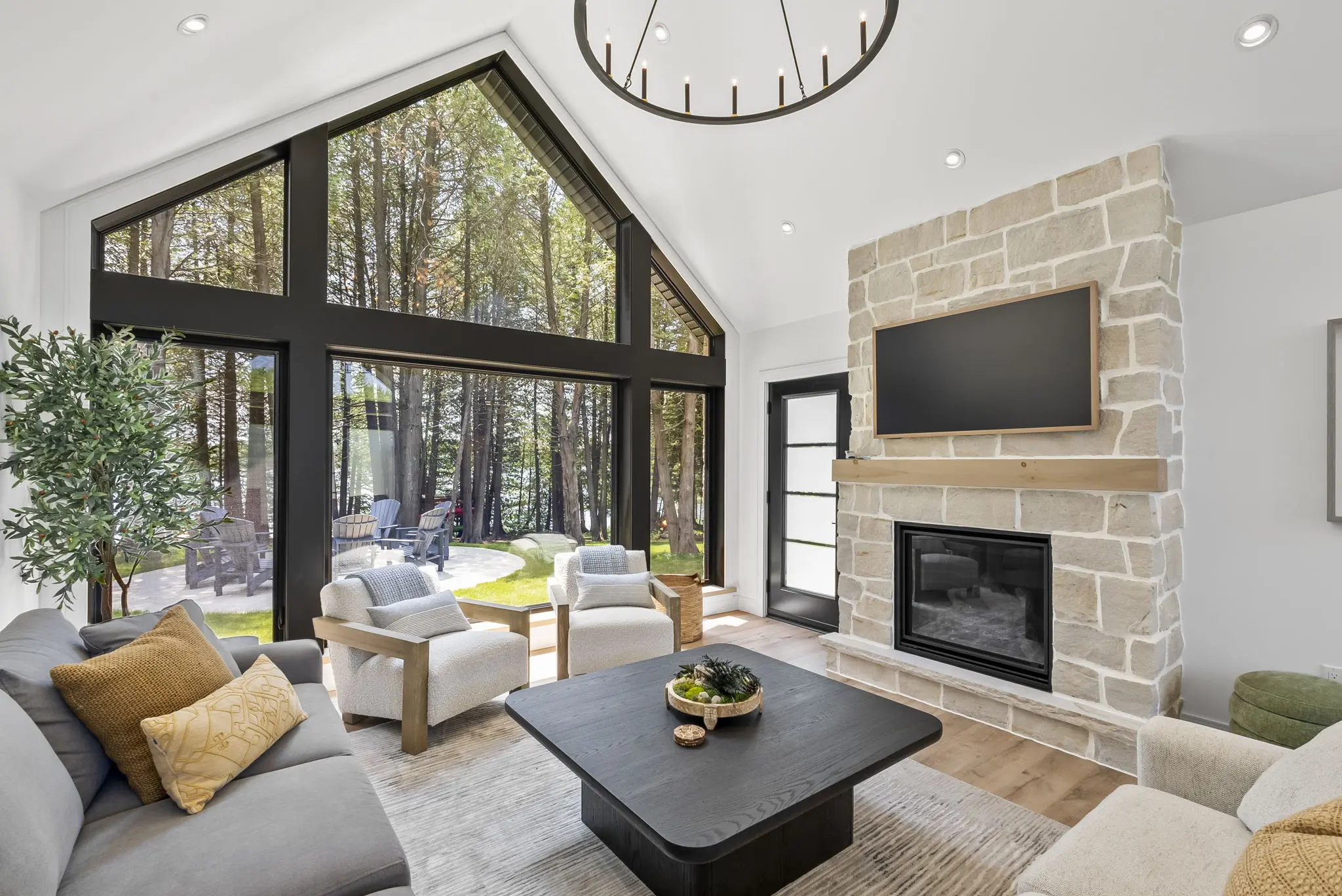 Mont Blanc Real Stone Veneer White Mortar Interior Fireplace
