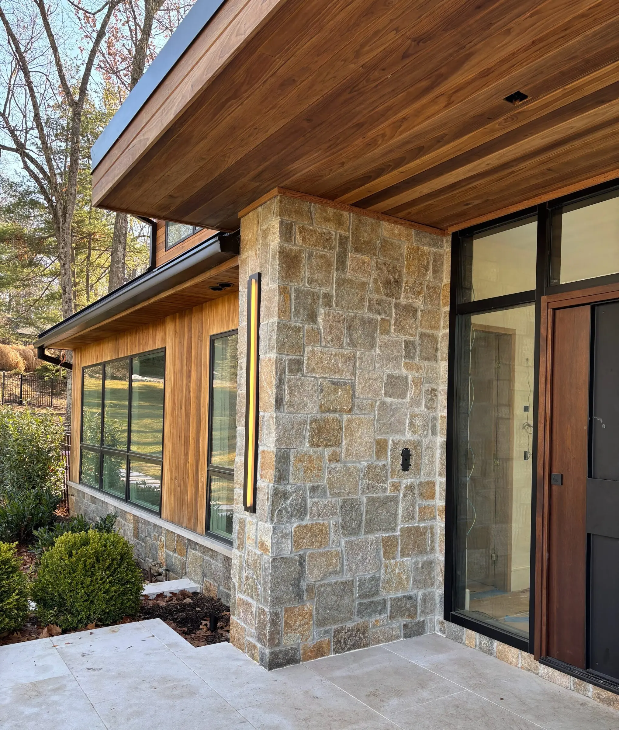 Carnac Real Thin Stone Veneer Exterior and Front Entrance