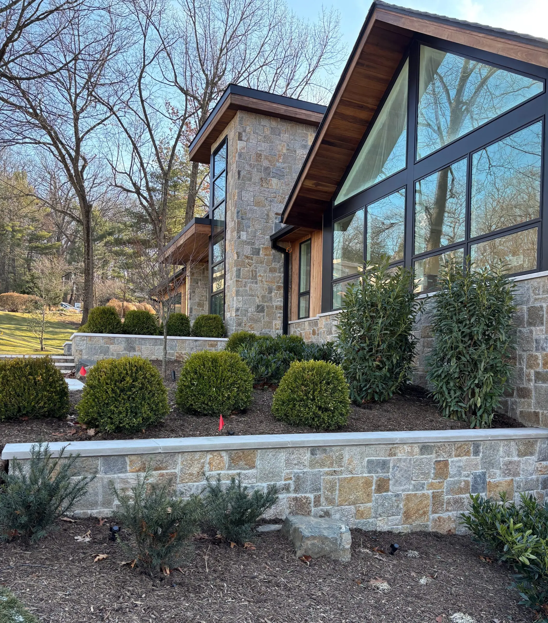 Carnac Real Thin Stone Veneer Exterior and Landscaping